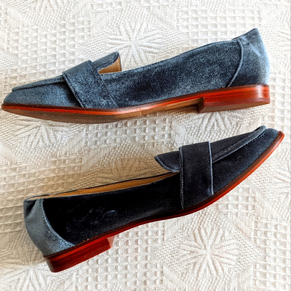 Sole Society Blue Velvet Loafers